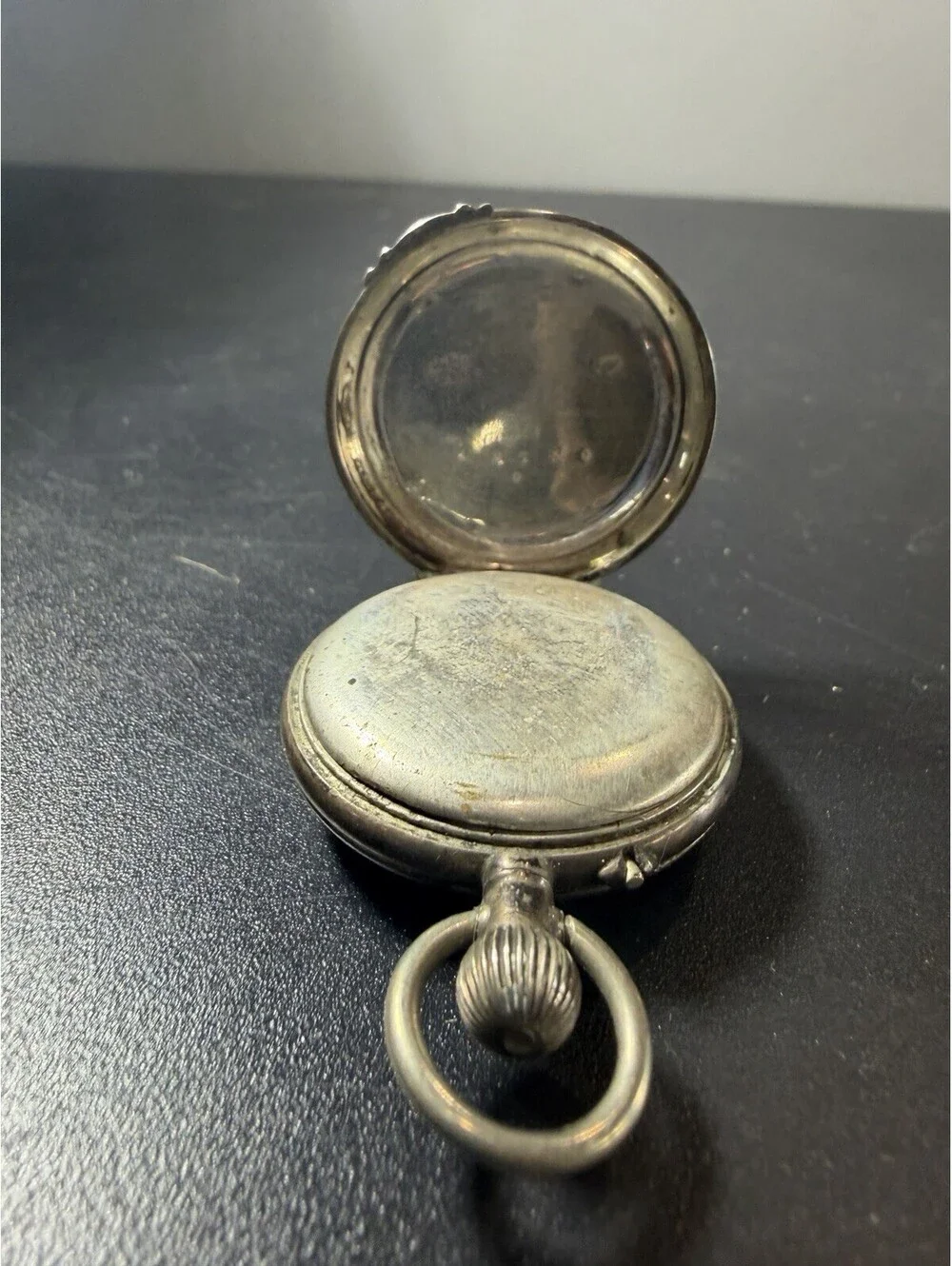 Vintage - Silver Pocket Watch .800 Fine Silver Etching On The Back - Nonrunning